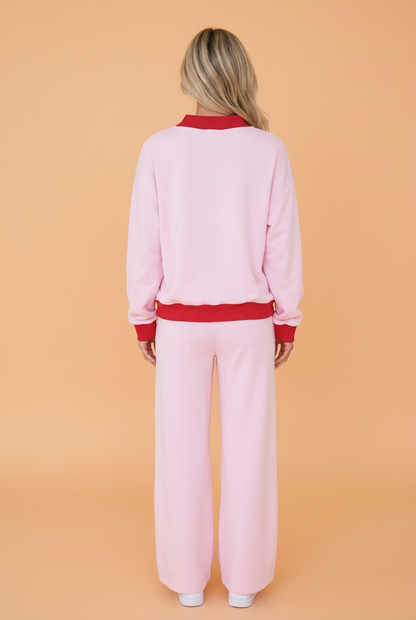 PRETTY BASH Colorblock Pullover Top & Drawstring Pants Set