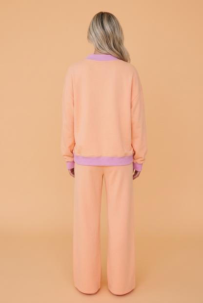 PRETTY BASH Colorblock Pullover Top & Drawstring Pants Set