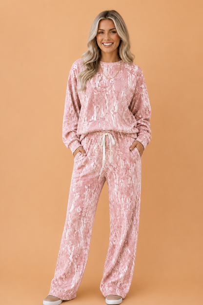 Floral Camo Sweatshirt & Drawstring Pants Set