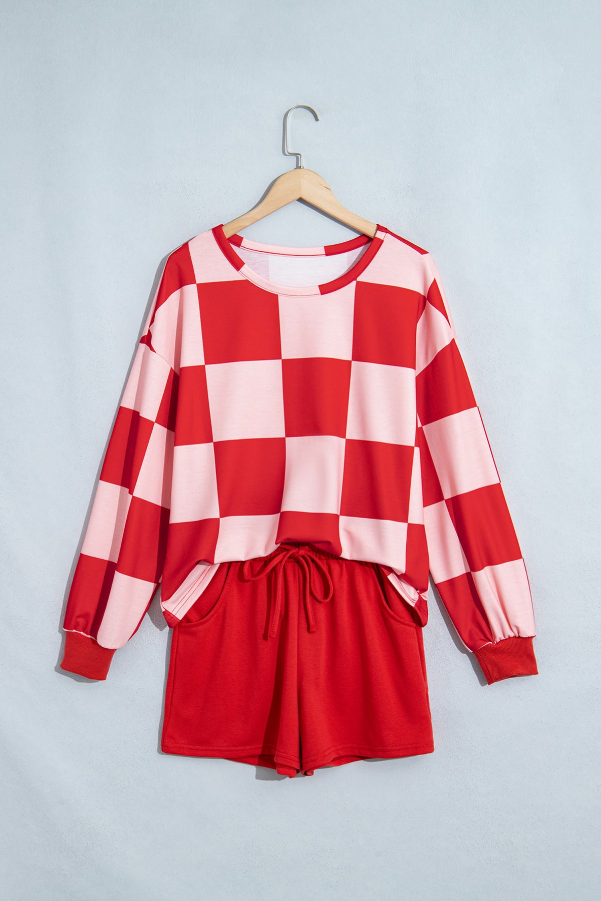 Checker Long Sleeve Top & Shorts Set