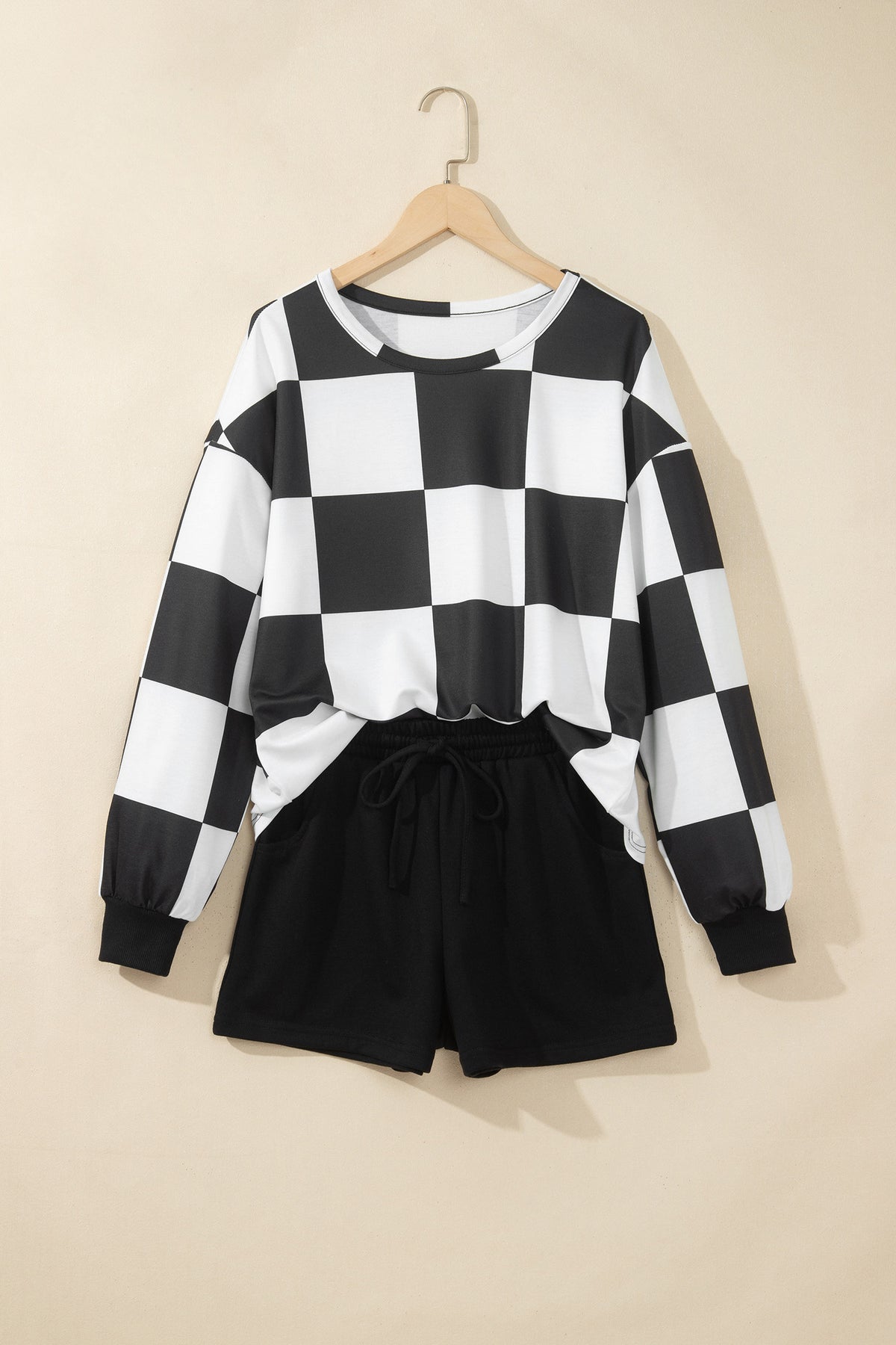 Checker Long Sleeve Top & Shorts Set
