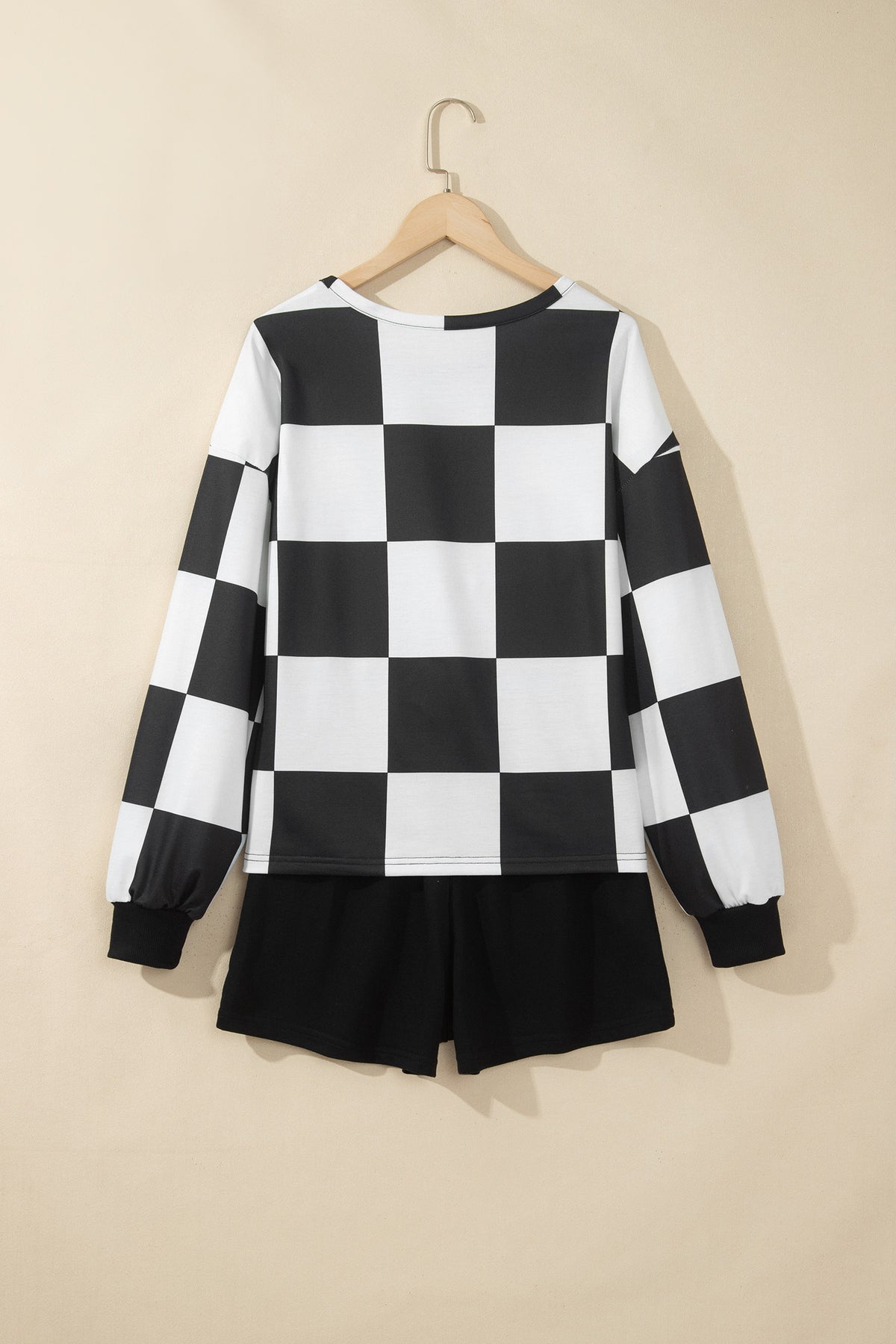 Checker Long Sleeve Top & Shorts Set
