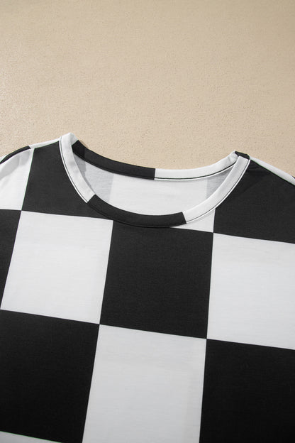 Checker Long Sleeve Top & Shorts Set