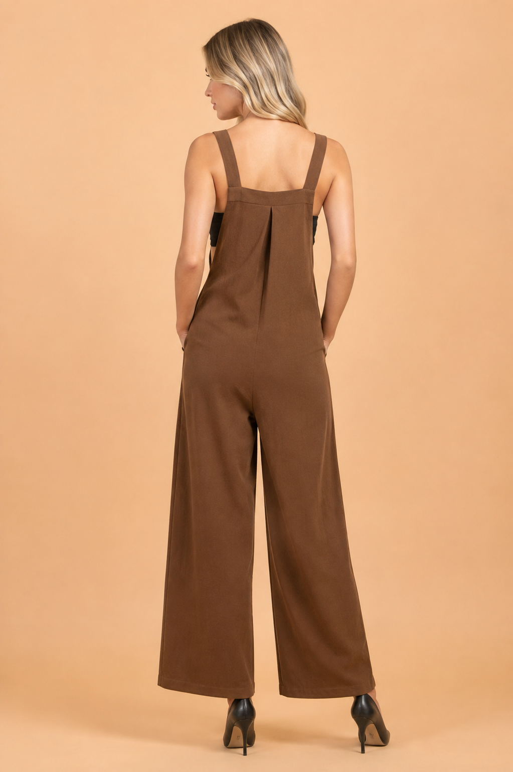 Solid Corduroy Wide Leg Bib Overalls