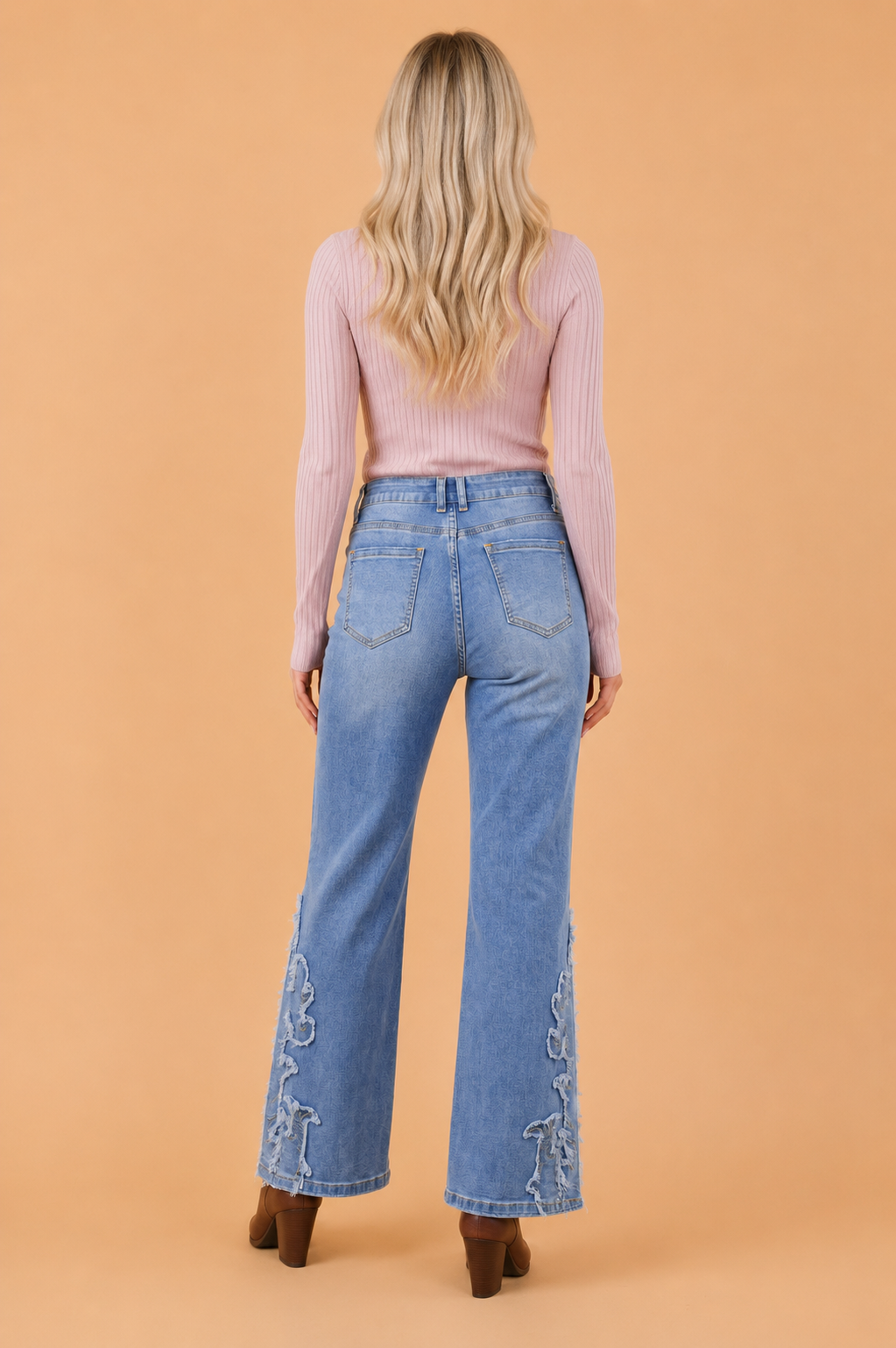 Western Embroidered Flare Leg Full Length Jeans