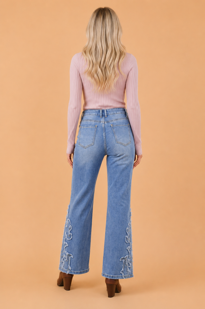 Western Embroidered Flare Leg Full Length Jeans
