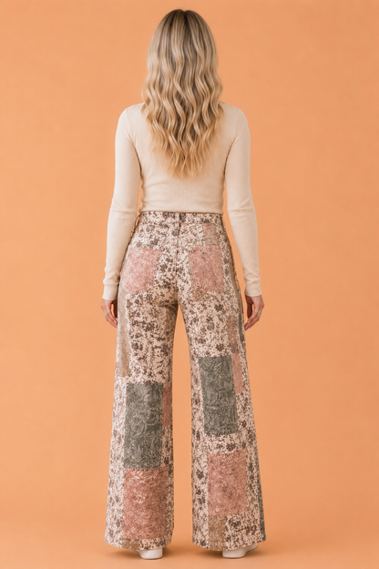 Western Print High Waist Wide Leg Jeans