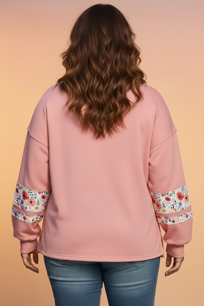 Plus Size Floral Applique Drop Shoulder Sweatshirt