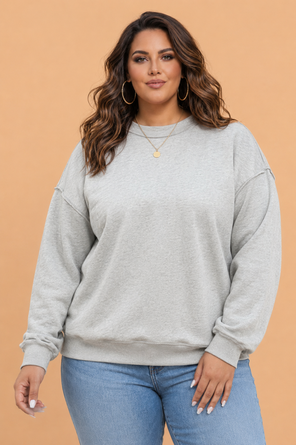 Plus Size Reversible Exposed Seam Double Wear Sweatshirt