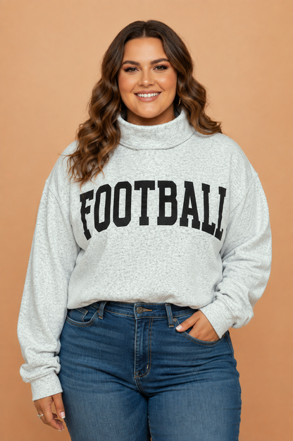 Plus Size GAMEDAY/FOOTBALL Reversible Mock Neck Sweatshirt