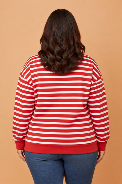 Plus Size MERRY Stripe Letter Print Christmas Sweatshirt