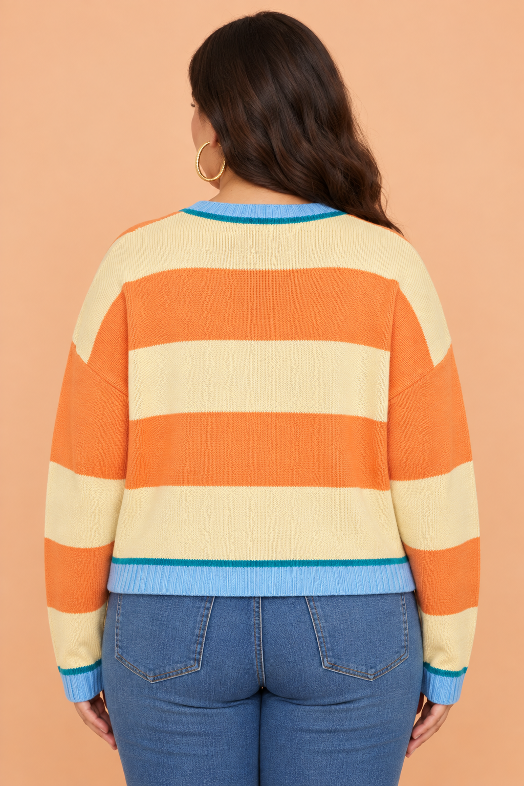 Plus Size Stripe Colorblock Oversized Sweater