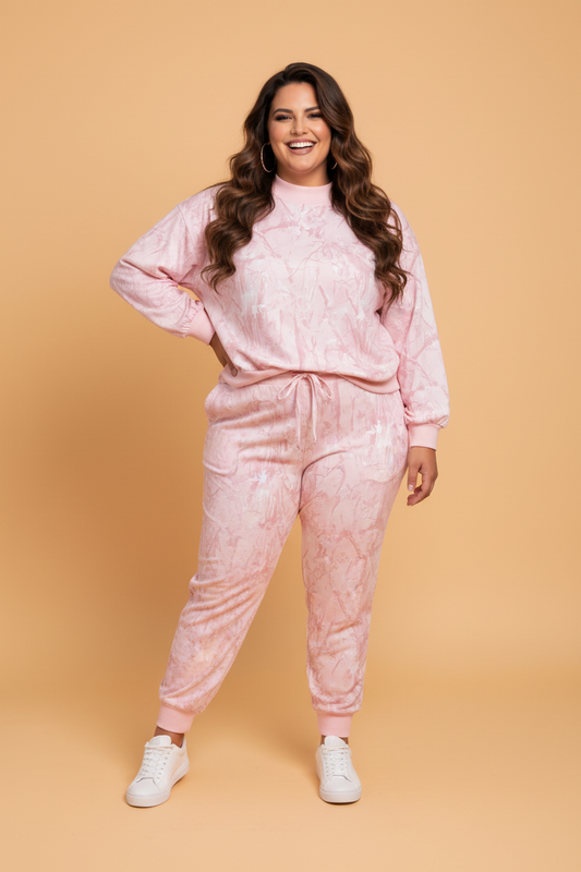 PRETTY BASH Plus Size Camo Mock Neck Top & Pants Set