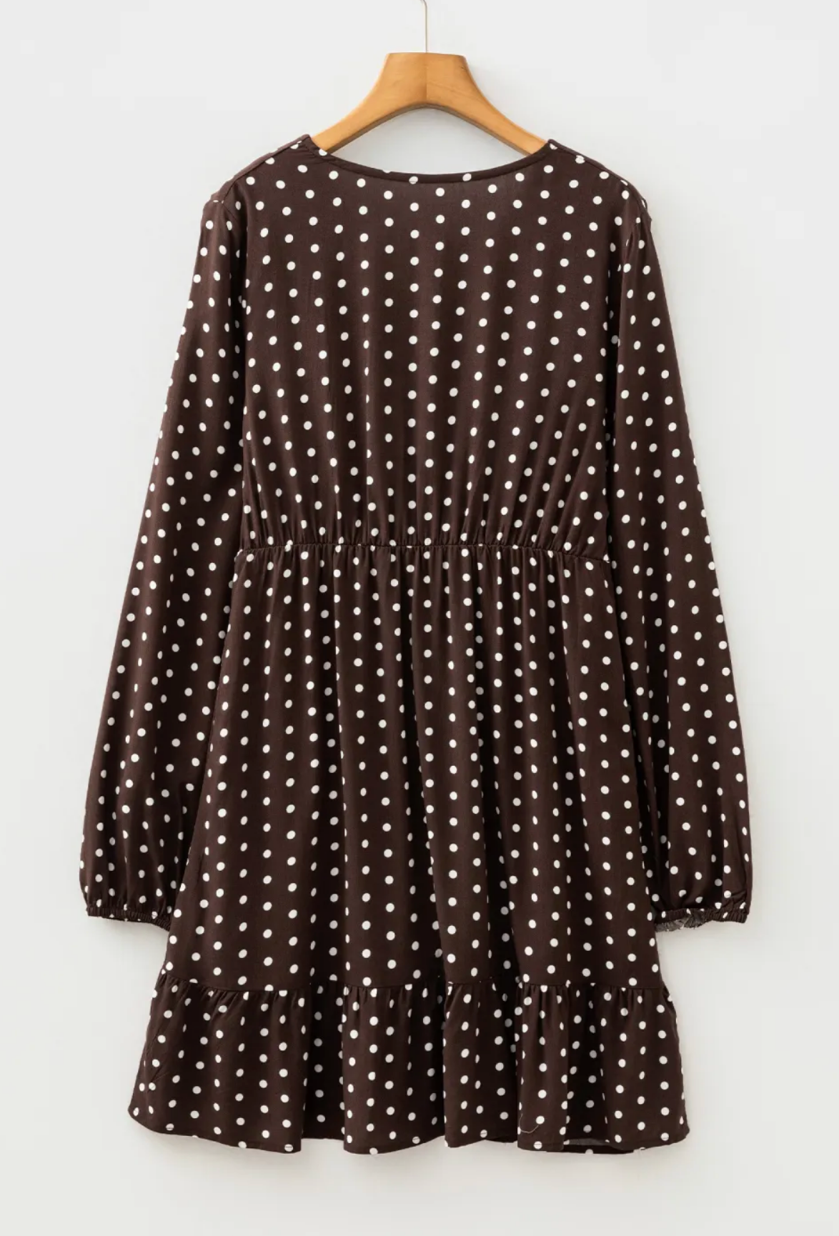 Polka Dot Wrap V-Neck Ruffle Mini Dress