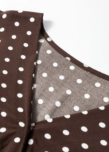 Polka Dot Wrap V-Neck Ruffle Mini Dress