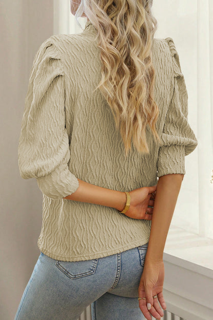 Vintage Textured Mock Neck Top