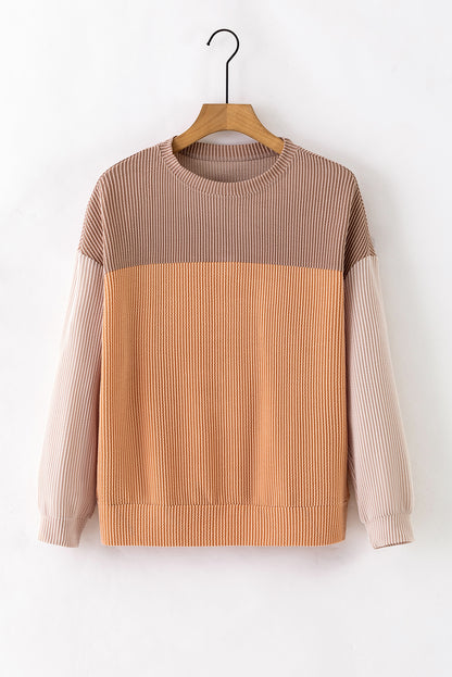 Colorblock Ribbed Long Sleeve Top