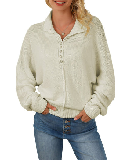 Pearl Button Dolman Sleeve Sweater