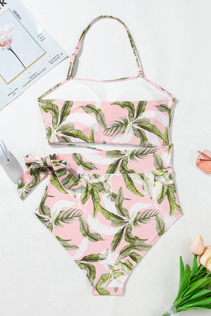 Tropical Halter One Piece Swimwear