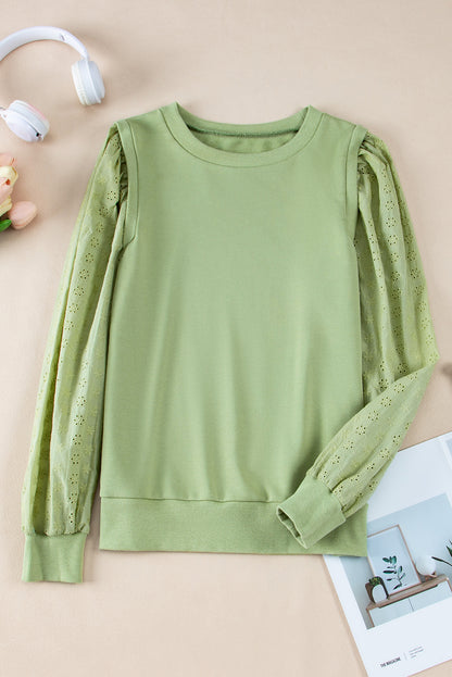 Texture Patchwork Round Neck Sweatshirt