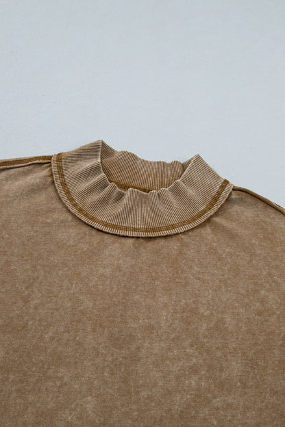 Mineral Wash Mock Neck Drop Shoulder Sweatshirt