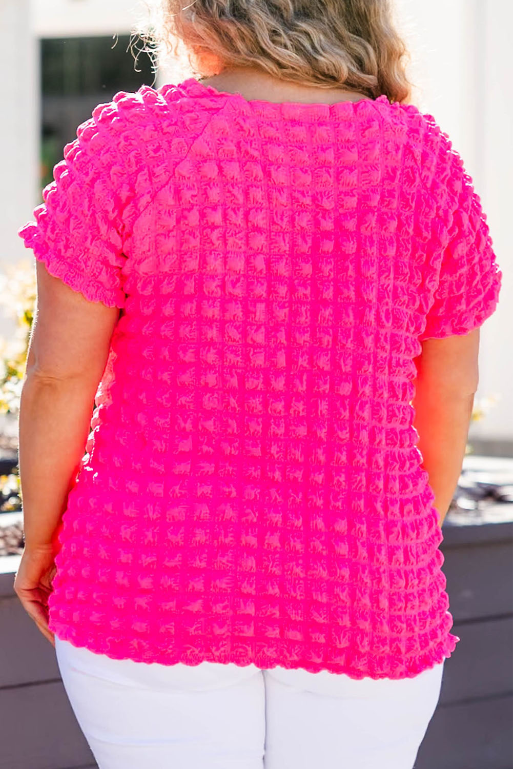 Bubble Textured Short Sleeve Top Plus Size