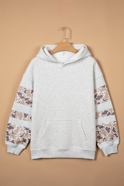 Camouflage Patchwork Long Sleeve Hoodie