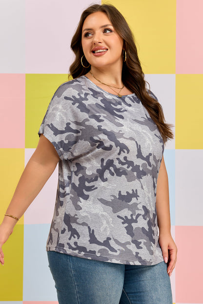 Plus Size Camo Short Sleeve T-Shirt