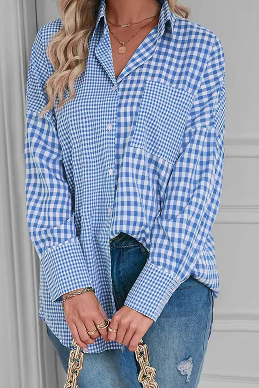 Stripe Plaid Patchwork Long Sleeve Shirt