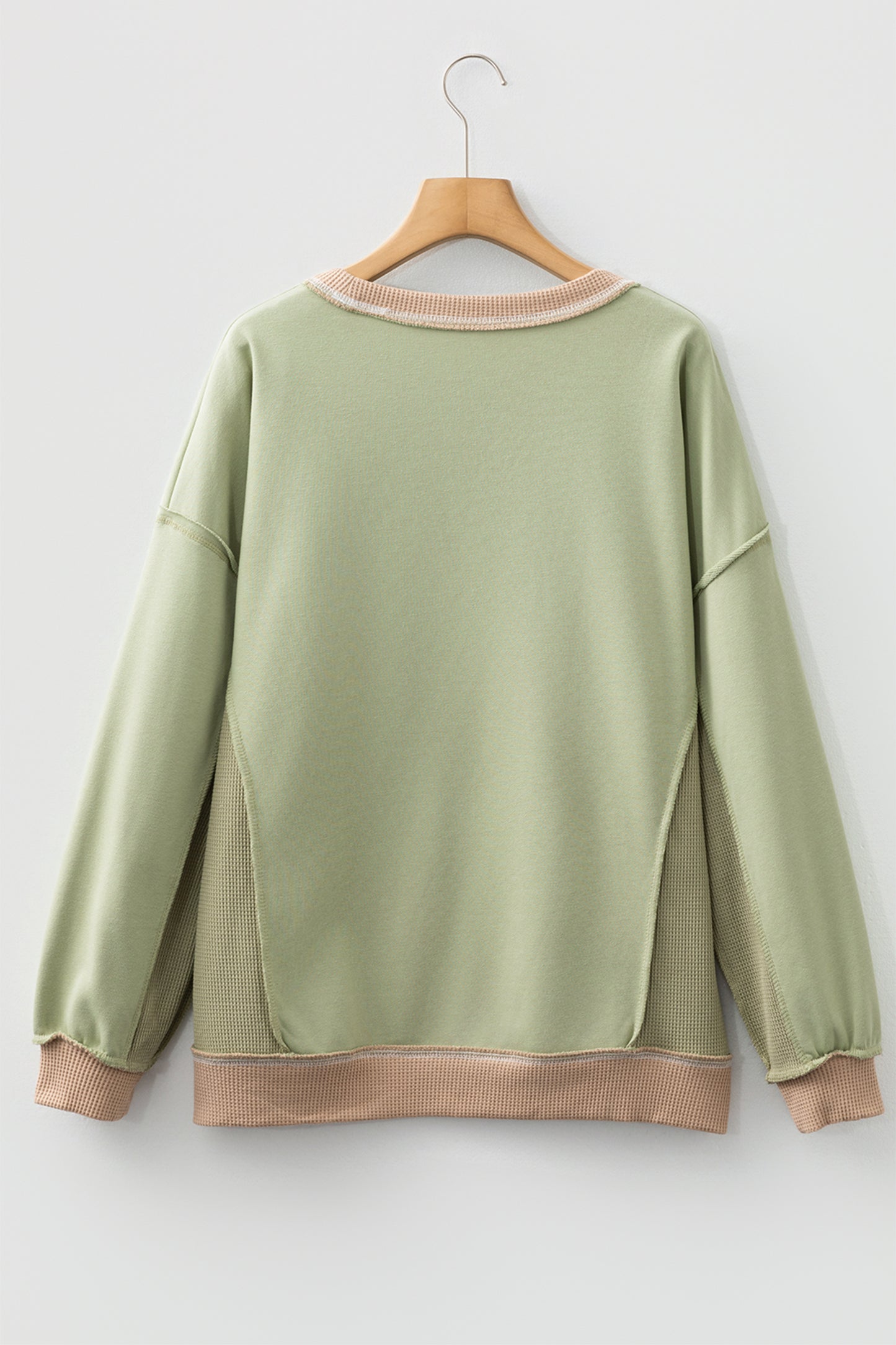 Colorblock Waffle Patchwork Oversize Sweatshirt