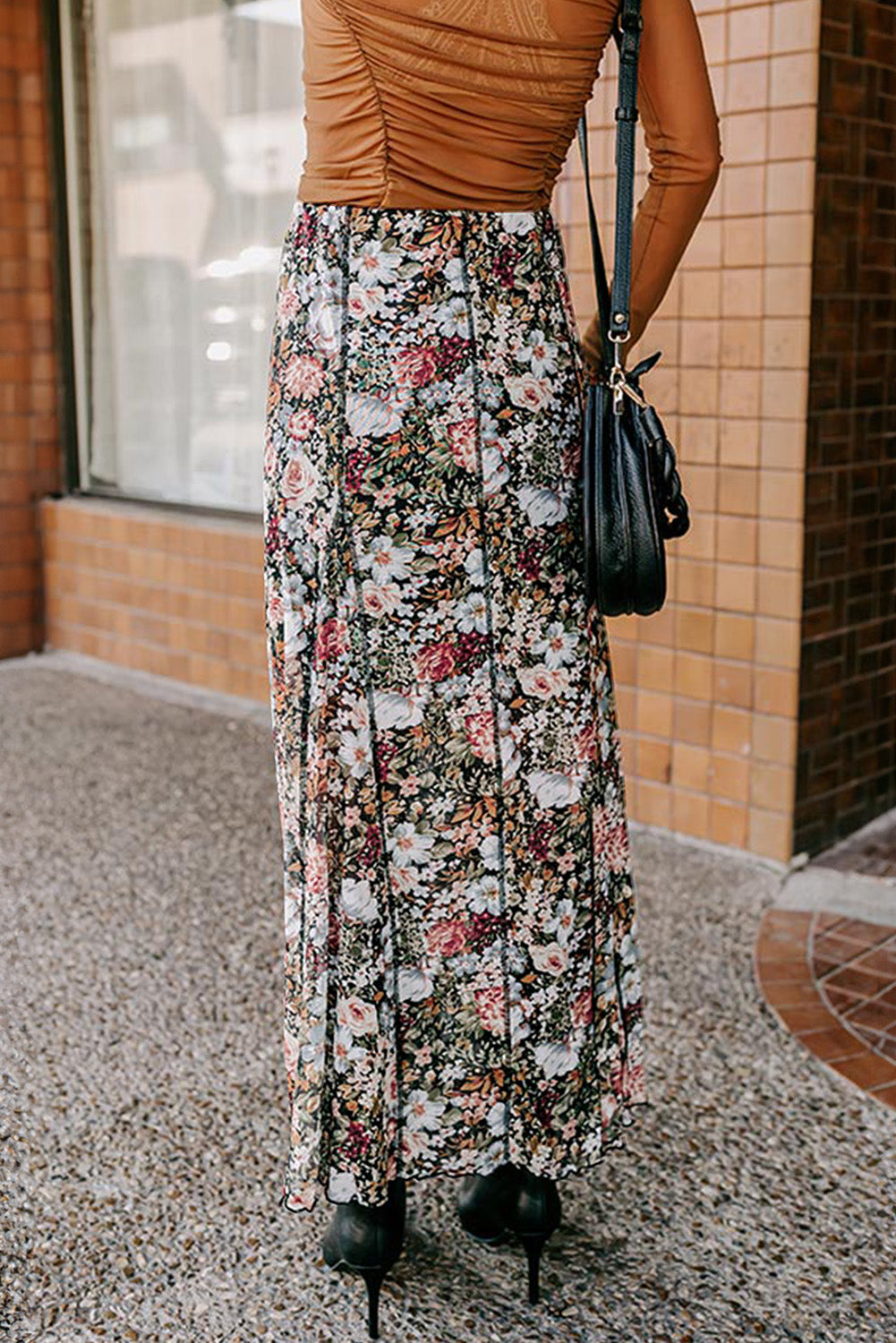 Floral High Waist Maxi Skirt