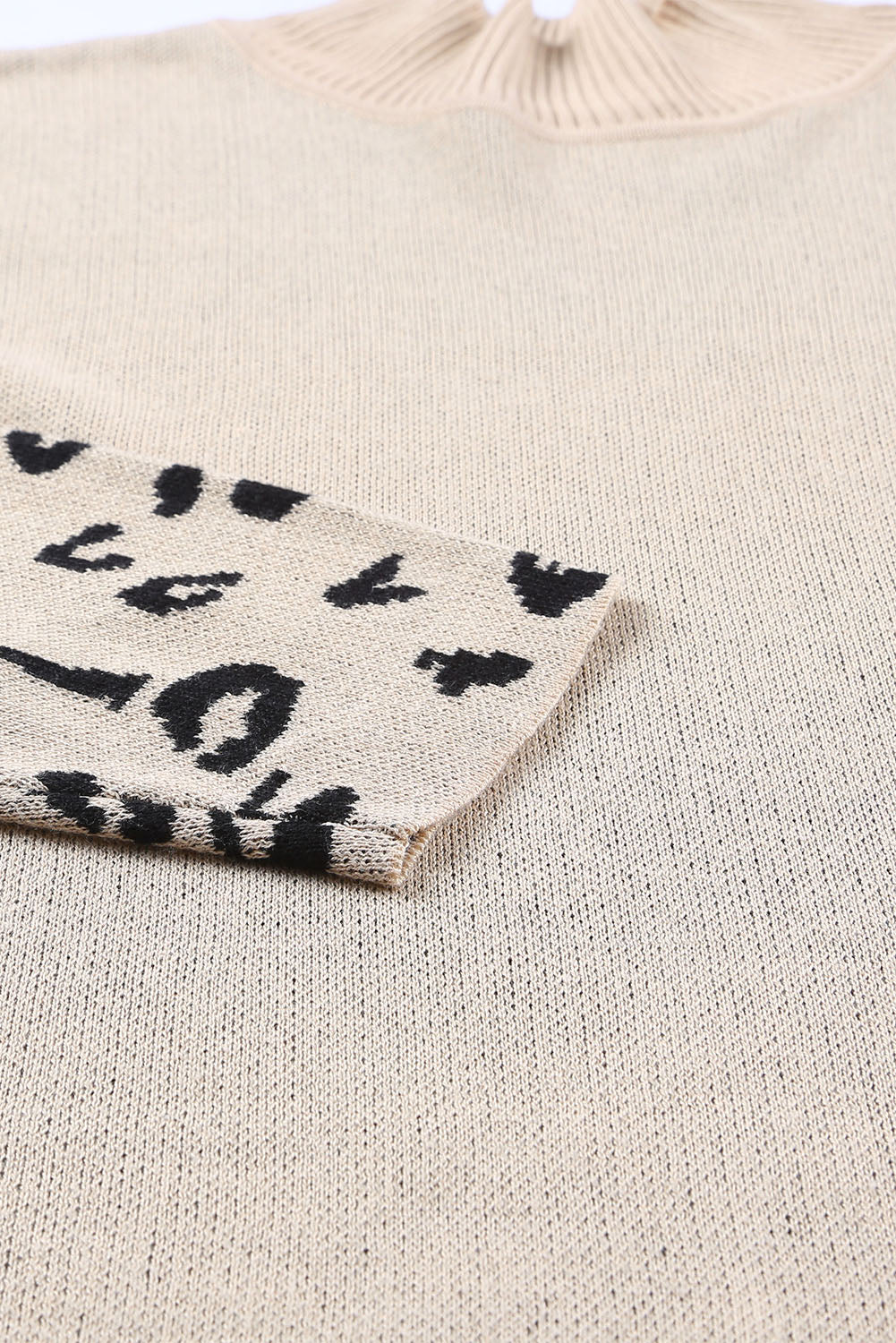 Leopard Mock Neck Side Slit Sweater