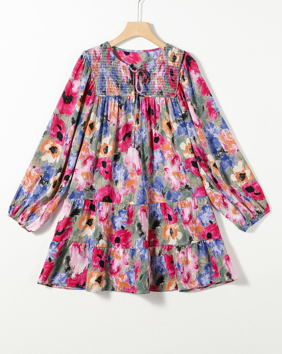 Floral Bubble Sleeve Shift Dress