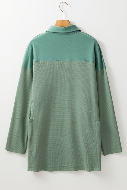 Waffle Long Sleeve Collar Top