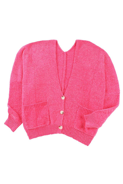 Button Front Pocketed Sweater Cardigan