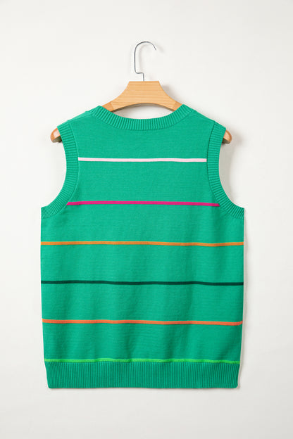 Stripe Round Neck Sleeveless Sweater Tank