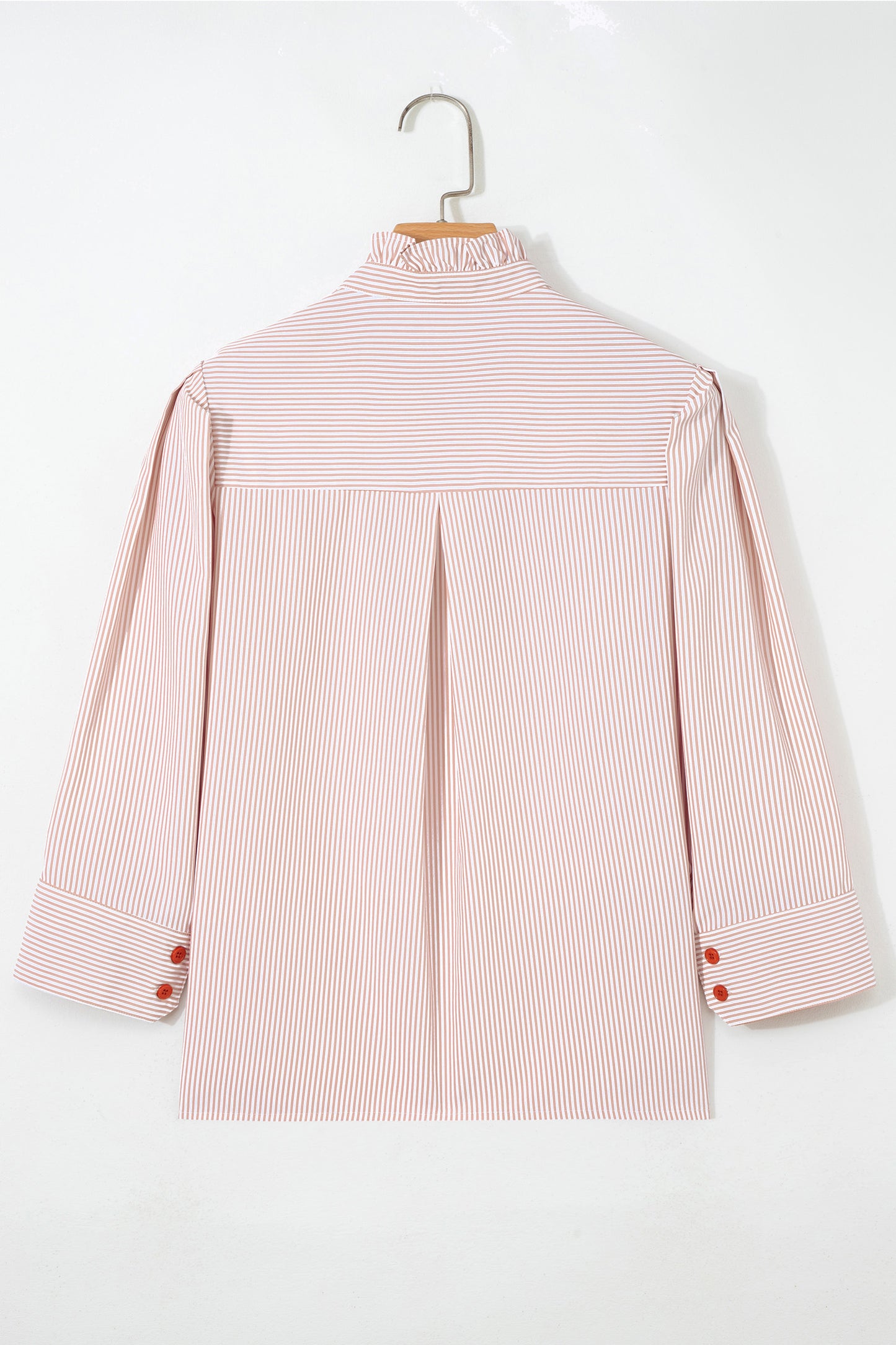 Stripe Colorblock Patchwork Frilled Collar Shirt