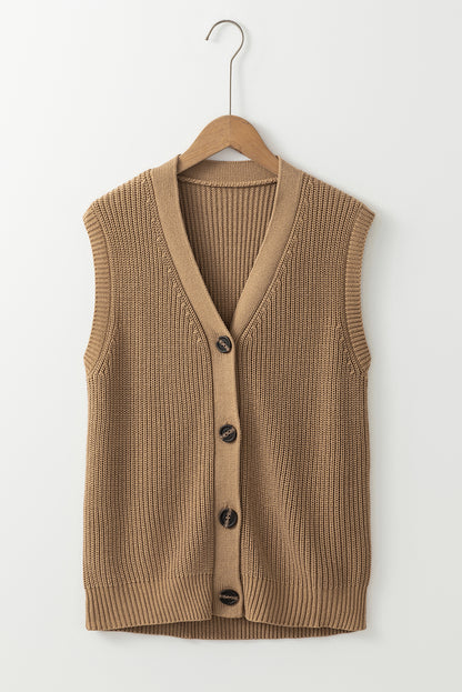 Buttoned V-Neck Sweater Vest