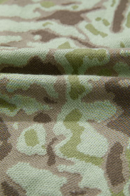 Camo Sleeveless Button Front Sweater Vest