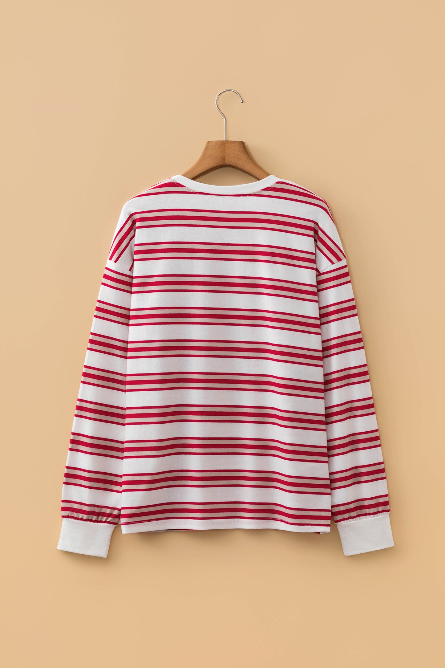 Stripe Drop Shoulder Long Sleeve Pullover Top