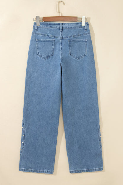 Solid Studded Side Seam Ankle Length Jeans