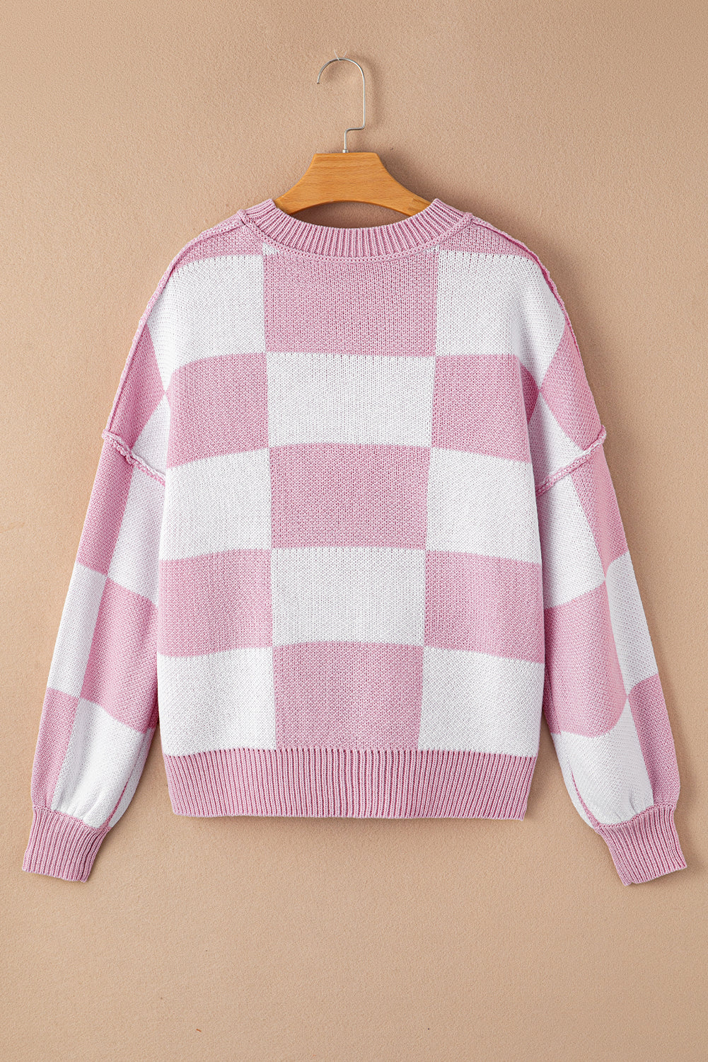 Checker Reverse Seam Crewneck Sweater