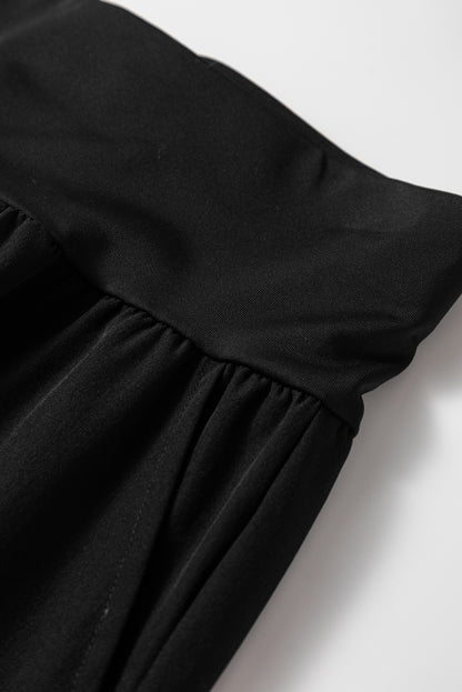 Solid Elastic High Waist Pocketed Cargo Jogger Pants