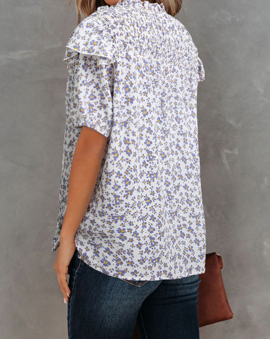 Floral Smocked Ruffle T-Shirt