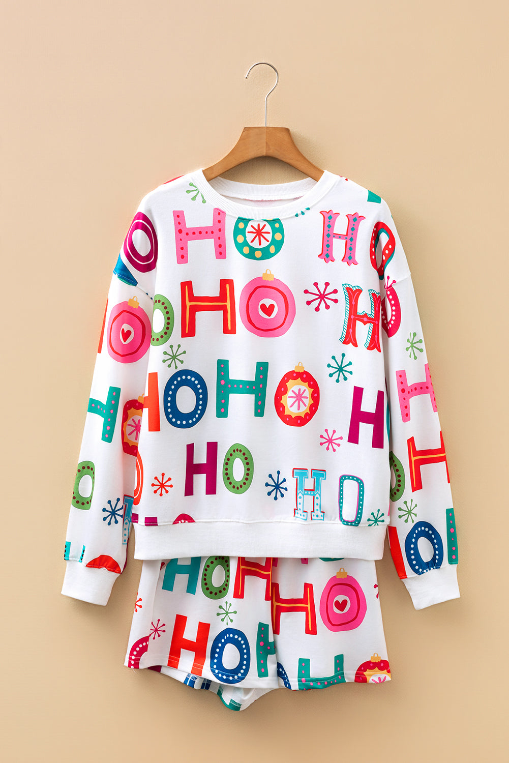 Christmas Long Sleeve Top & Shorts Lounge Set