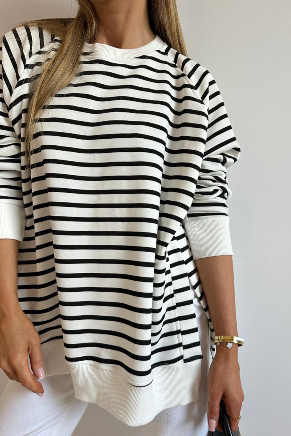 Stripe Raglan Sleeve Sweatshirt