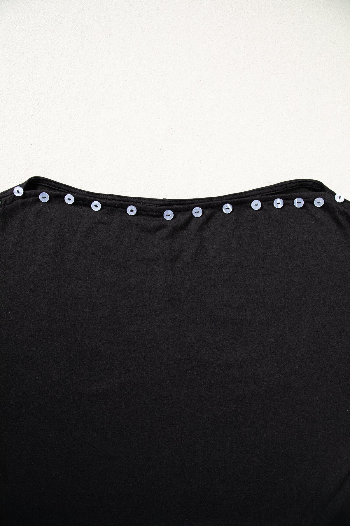 Solid Buttoned Off Shoulder 3/4 Sleeve Top
