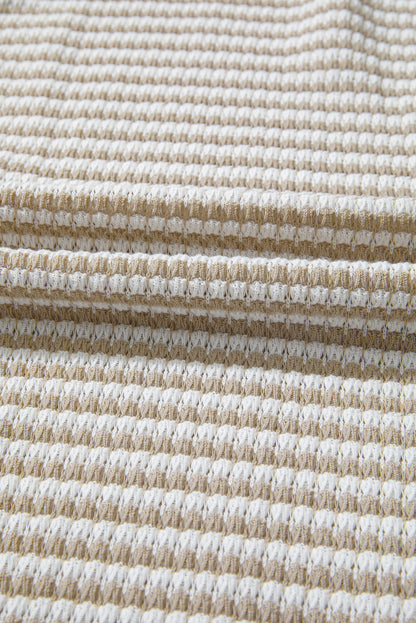 Plus Size Stripe Knit Ribbed Long Sleeve Top