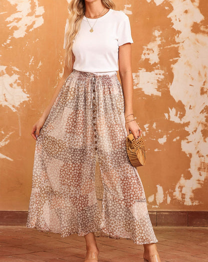 Floral Smocked Waist Maxi Skirt