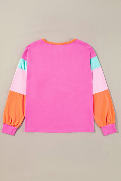 Colorblock Patchwork Long Sleeve Top